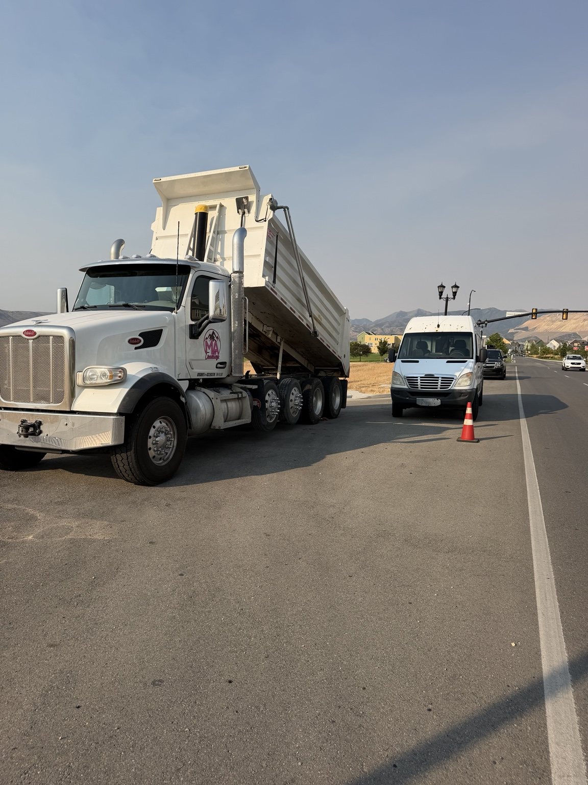 Christy's Diesel Repair servicing a dump truck roadside